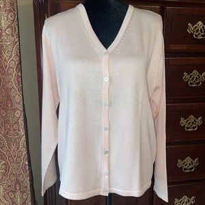 Talbots Silk Blend  Button Down Cardigan-Peachy Pink -L-NWOT